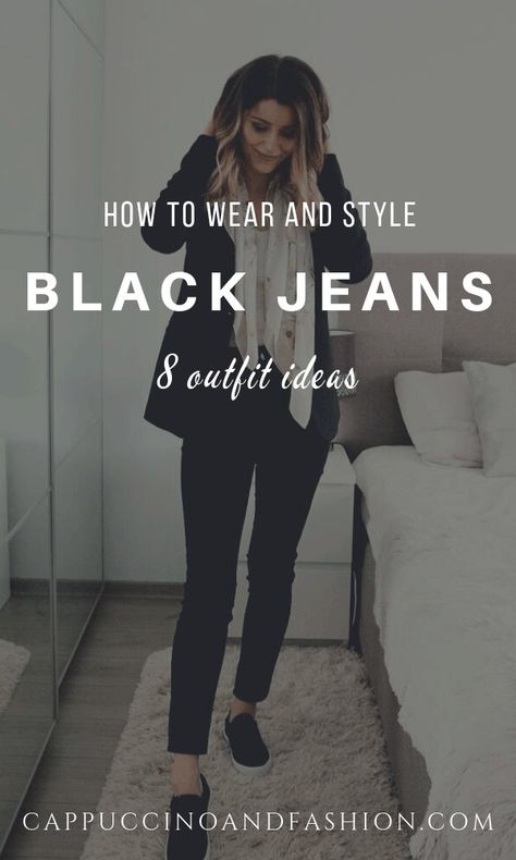 what to wear with black jeans outfits Black Mom Jeans Winter Outfit, Black Skinnies Outfit Winter, Jeans Noir Outfit, Black Mom Jeans Outfit Winter Casual, Look Jean Noir, Black Jeans And Blazer Outfit, How To Style Black Mom Jeans, Faded Black Jeans Outfit Casual, Black Skinning Jeans Outfit