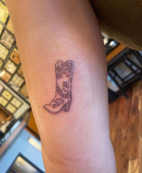 Southern Tattoos, Tennessee Tattoo, Boot Tattoo, Cowboy Boot Tattoo, Bestie Tattoos, Tiny Tats, Tyler Childers, Country Tattoos, Lyrics Tattoo