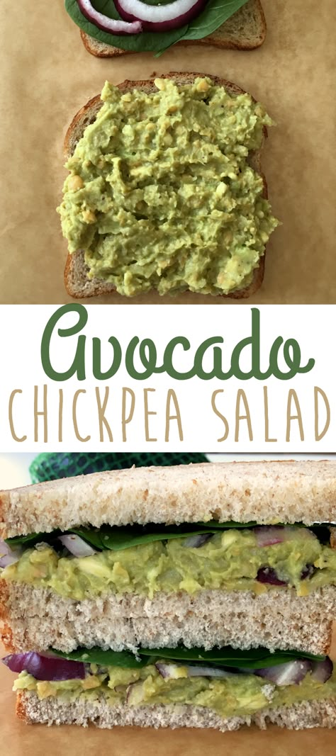 The perfect healthy vegan lunch idea: try this delicious avocado chickpea salad sandwich sandwich! Yummy on toast, crackers, and in a pita pocket, too. Top with your favorite veggies. Avocado Chickpea Salad, Avocado Chickpea, Healthy Meals Ideas, Chickpea Salad Sandwich, Gourmet Sandwiches, Salad Healthy, Vegan Lunches, Lunch Idea, Chickpea Recipes