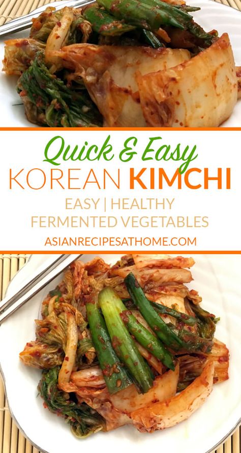 This is a very easy and quick (mak) napa cabbage Korean kimchi recipe that is spicy, delicious, healthy that can be eaten fresh or left to ferment from AsianRecipesAtHome.com. Quick Kimchi Recipe Napa Cabbage, Napa Cabbage Kimchi Recipe, Korean Cabbage Recipes, White Kimchi Recipe, Korean Kimchi Recipe, White Kimchi, Korean Cabbage, Jalapeno Recipe, Korean Food Kimchi