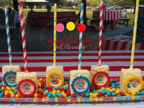 Dumbo Birthday Party, Rice Krispies Treats, Krispy Treats, Krispies Treats, Rice Krispy, Dessert Buffet, Circus Theme, Circus Party, Chocolate Covered Oreos