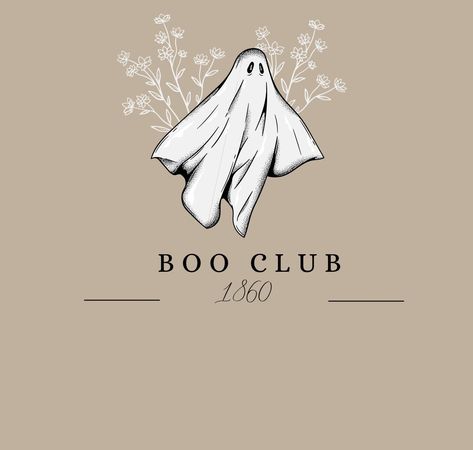 Beige background with ghost and flowers that reads Boo Club 1860 Beige Halloween Aesthetic, Halloween Widgetsmith, Halloween Vibes Aesthetic, Beige Halloween, Halloween Widget, Autumn Icons, Ghost Wallpaper, Spooky Aesthetic, Color Balayage