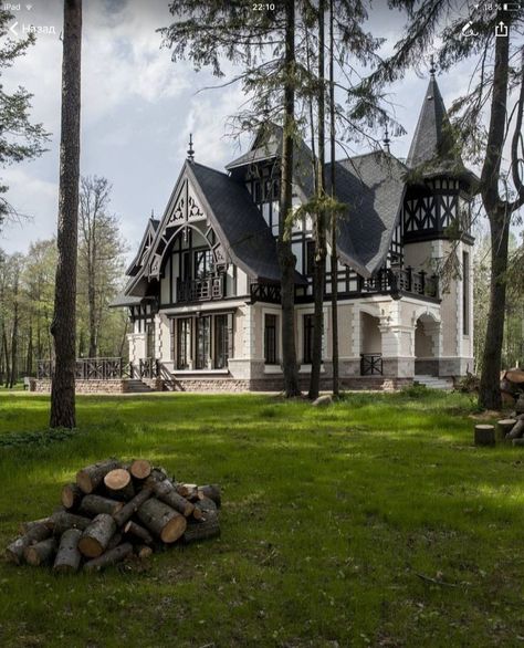 Tudor Stone Exterior, Modern Gothic House Plans, Gothic Farmhouse Exterior, Modern Gothic House, Gothic House Exterior, Gothic House Plans, Residence Architecture, Storybook Homes, Modern Gothic