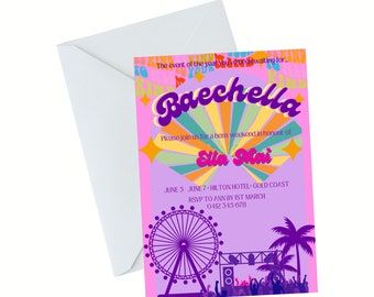 Coachella Tickets, Hens Weekend, Coachella Theme, 30th Birthday Outfit, Coachella Party, Coachella Looks, Festival Theme, Ticket Invitation, Coachella Festival