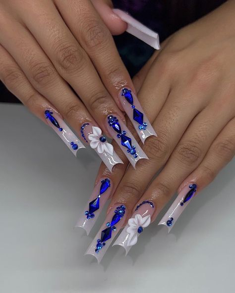 #gemnails #nailart #nailtech #bluenails #square #nailsart #nailsofinstagram #naildesign #bluenaildesign #fashion #style #summervibes #inspo Royal Blue Long Nails, Royal Blue Quince Nails, Blue Quince Nails, Blue Long Nails, Royal Blue Quince, Quince Nails, Royal Blue Nails, Blue Quince, Blue Nail Designs