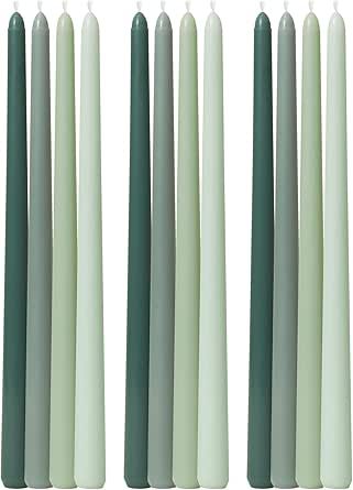 Viyffo 12 Inch Green Taper Candles Set of 12 Unscented Smokeless Long Tall Tapered Candle for Candlesticks Sticks Wedding Advent Home Decor Dinner Christmas Green Taper Candles, Green Wedding Centerpieces, Vibrant Gradient, Dinner Christmas, Tapered Candle, Tapered Candles, Green Shades, Sage Color, Ceiling Fan In Kitchen