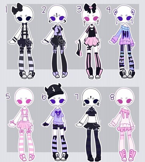 Outfit Adopts, Clothing Sketches, Drawing Anime Clothes, Fashion Design Drawings, Fashion Design Sketches, Drawing Clothes, Different Outfits, Drawing Base, Anime Inspired