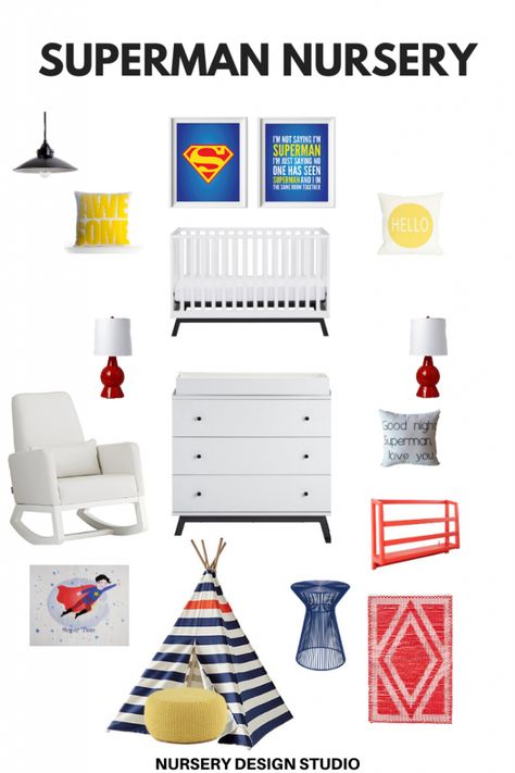 _Superman-Nursery-design-1 Superhero Nursery Baby Boy, Superman Nursery, Superman Love, Nursery Baby Boy, Superhero Nursery, Nursery Inspiration, Nursery Design, Baby Room, Superman