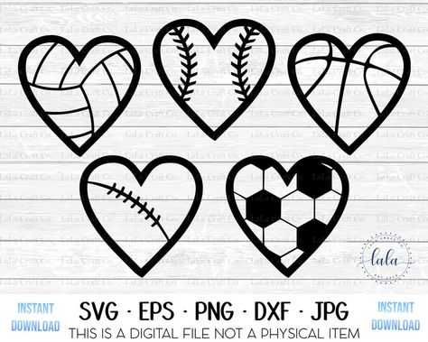 Sports Heart SVG Bundle Sports Wife SVG Sports Mom Svg | Etsy Baseball Silhouette Designs, Sports Mom Svg, Soccer Mom Quotes, Soccer Cricut, Softball Tattoos, Sports Wife, Homecoming Jeans Ideas, Disney Silhouette Art, Sport Tattoos