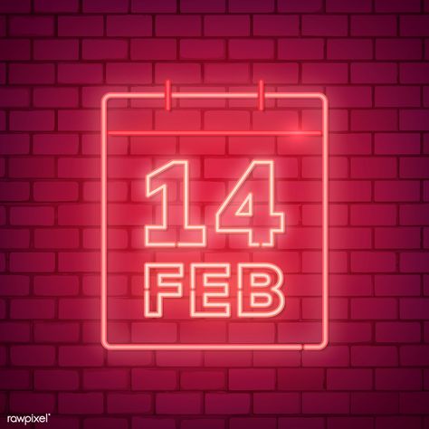 Calender 14th February on brick wall | free image by rawpixel.com / NingZk V. Selamat Hari Valentine, San Valentin Vector, Valentine's Day Illustration, 8 February, Valentines Day Date, Wallpaper Iphone Neon, Neon Logo, Hari Valentine, Personalized Neon Signs