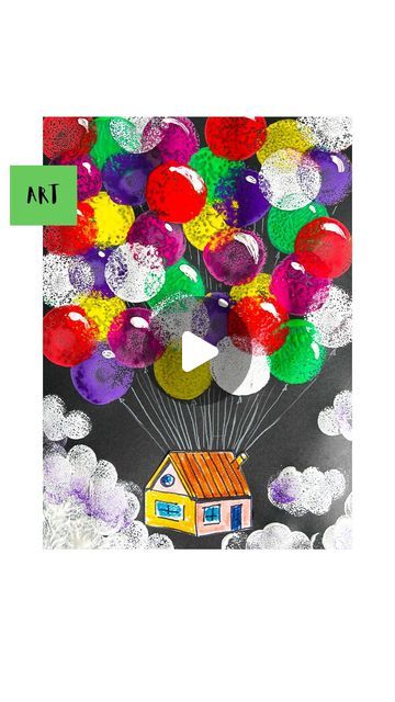 Balloon Dipping Art, Painting Ideas On Canvas With Balloons, Balloon Art For Kids, Paint With Balloons Canvases, Balloon Painting For Kids, Water Balloon Paint, Painting With Balloons Art Activities, Acrylic Painting Using Balloons, Balloon Painting