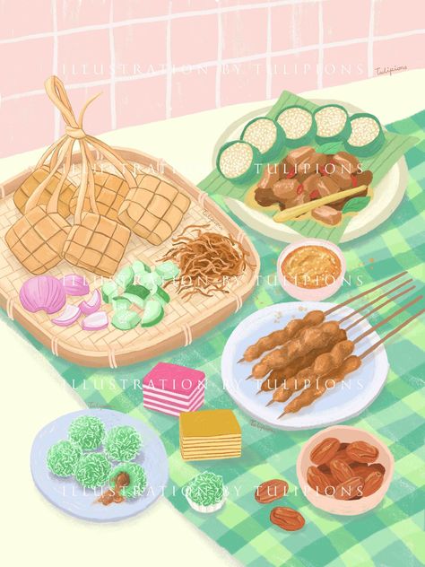 Lemang Raya Illustration, Malay Food, Eid Food, Asian Street Food, Food Illustration Art, Hari Raya, Idul Fitri, All Paper, Original Illustration