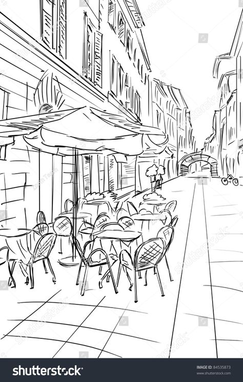 old town - illustration sketch #Ad , #Affiliate, #town#illustration#sketch Cafe Sketches, Outdoor Seating Cafe, Cafe Sketch, Town Illustration, Town Drawing, Office Gallery Wall, Portfolio Website Template, Building Drawing, Mall Design