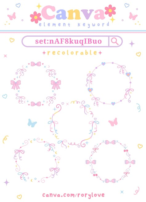 Cute Bow Circle Frame #canvatemplates Digital Notes Aesthetic Canva, Logo Frame Design, Canva Frames Keywords, Coquette Frame, Cute Canva Elements, Canva Elements Keyword Aesthetic, Canvas Elements, Font Canva Lettering, Canva Free Elements