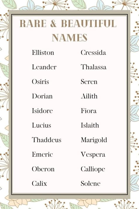 Printable Rare and Beautiful Names Lists Inspiration Elegant Boy Names, Uncommon Names, Vintage Boy Names, Rare Names, Uncommon Baby Names, Rare Baby Names, Elegant Names, English Transition Words, Best Character Names