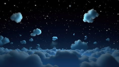 Illuminated Dark Sky By 3d Rendered Cartoon Stars And Clouds#pikbest#Backgrounds#Others Cartoon Stars, Gacha Background, Nighttime Sky, Night Clouds, Photography Movies, Blue Sky Clouds, Cartoon Clouds, Pastel Sky, Night Background