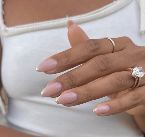 Glazed French Tip Nails, Eid Nails, Gold Gel Nails, Europe 2024, Hello Nails, Simple Gel Nails, Summery Nails, Minimal Nails, Nails Only