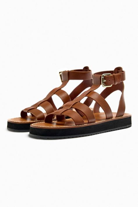 Hailey Bieber Wore Fisherman Sandals With Socks | Who What Wear UK Brown Strappy Sandals, Pearl Sandals, Strappy Leather Sandals, Heeled Mules Sandals, Fisherman Sandals, Kitten Heel Sandals, Trending Sandals, Zara Leather, Red Sandals