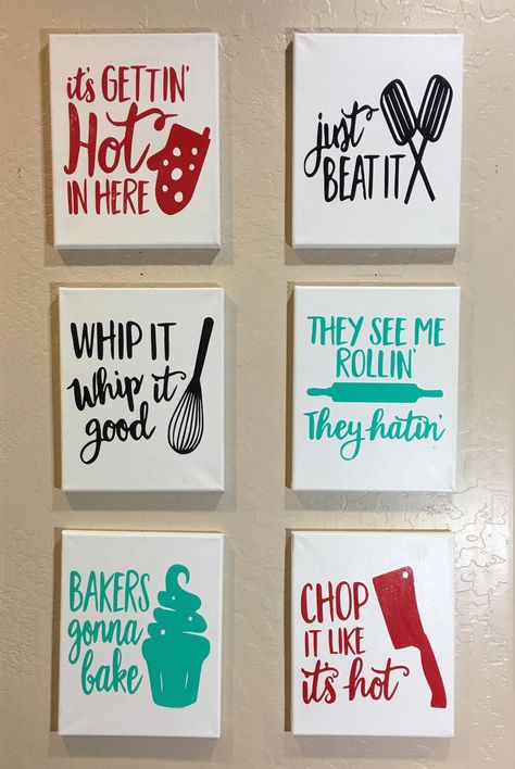 Canvas Cricut Ideas, Kitchen Puns, Mops Crafts, Whip It, The Crafts, Kitchen Sign, Glass Blocks, Small Canvas, Kitchen Signs