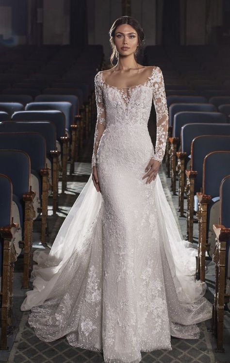 Pronovias Privee- Ralston $4,760 Fashion Forward Wedding, Twilight Wedding, Unique Wedding Gowns, Long Sleeve Wedding Dress Lace, White Wedding Dress, Dream Wedding Ideas Dresses, Winter Wedding Dress, Long Sleeve Wedding, Wedding Dress Sleeves