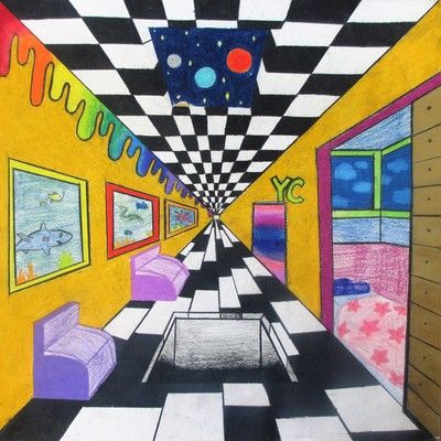 Surreal Elements, Linear Perspective, Something To Draw, Intro To Art, 7th Grade Art, High School Art Projects, 8th Grade Art, Middle School Art Projects, Art Lessons Middle School