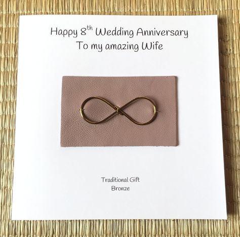 8th Wedding Anniversary Card Bronze Anniversary Infinity Handmade UK Create Invitation Card, Bronze Wedding Anniversary, Bronze Anniversary Gifts, Anniversary Cards For Him, 8th Wedding Anniversary, Bronze Anniversary, Daughter Birthday Cards, Lilac Blossom, Wedding Anniversary Card