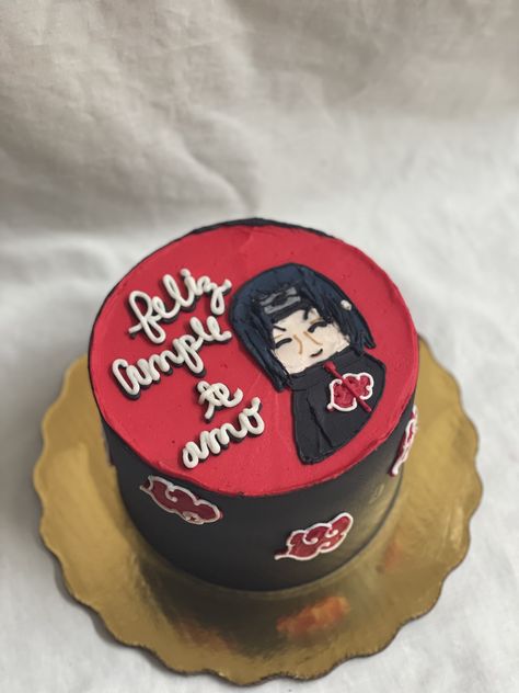 Akatsuki Cake Ideas, Itachi Birthday Cake, Itachi Cake Ideas, Bento Cake Anime, Akatsuki Cake, Anime Cake Design, Anime Cake Design Birthday, Anime Birthday Cake, Cake Anime