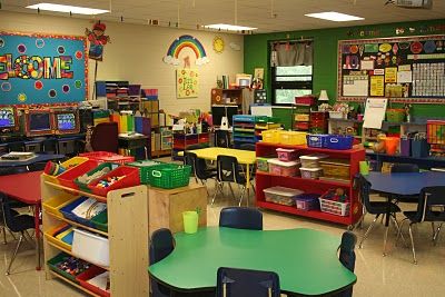 Mrs. Lee's Kindergarten: Classroom Tour I might have to put shelves near tables like this to cut down on the visiting between tables. Class Layout, Kindergarten Classroom Setup, Kids Classroom Decor, Asd Classroom, Stars Classroom, Classroom Arrangement, Classroom Tour, Preschool Planning, Classroom Layout