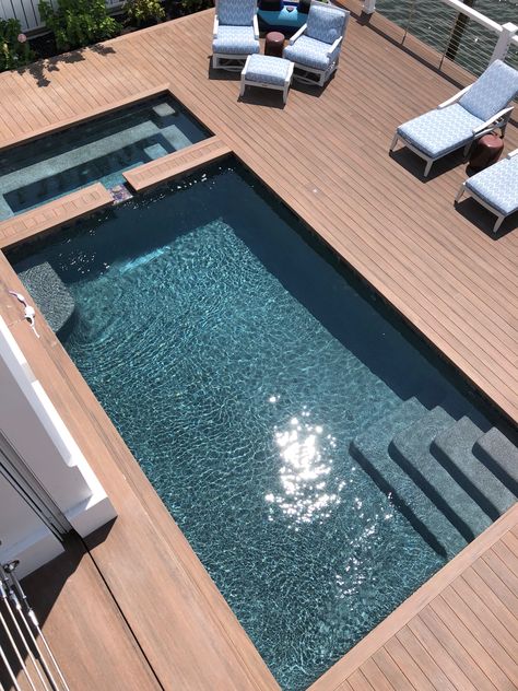 Pool In Deck, Sun Deck Pool, Outdoor Spa Ideas, Pool Reference, Concrete Decks, Pool Layout, Pool With Deck, Pool Infinity, Suit For Woman