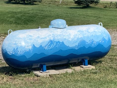 Painted Propane Tanks Ideas, Large Propane Tank Art, Painted Propane Tanks, Propane Tank Ideas, Propane Tank Art, Propane Tank Cover, Propane Tanks, Family Compound, Lp Tank