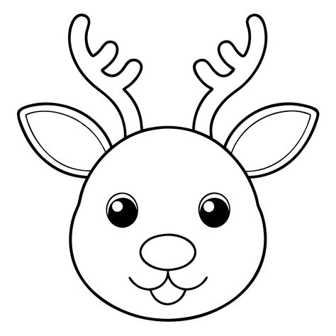 Reindeer Face Black and White Clipart Reindeer Face Template Free Printable, Christmas Clipart Border, Christmas Clipart Free, Face Black And White, Black And White Clipart, Outline Design, Face Template, Reindeer Face, Christmas Border