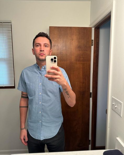 "dug up the ol’ vessel era button up (down?) for the 10th anniversary of our second best album. josh is just wearing what he wears every night to bed." Tyler J, Twenty One Pilots Quotes, Jenna Joseph, Tyler And Josh, Dug Up, 21 Pilots, Tyler Joseph, Best Albums, Second Best