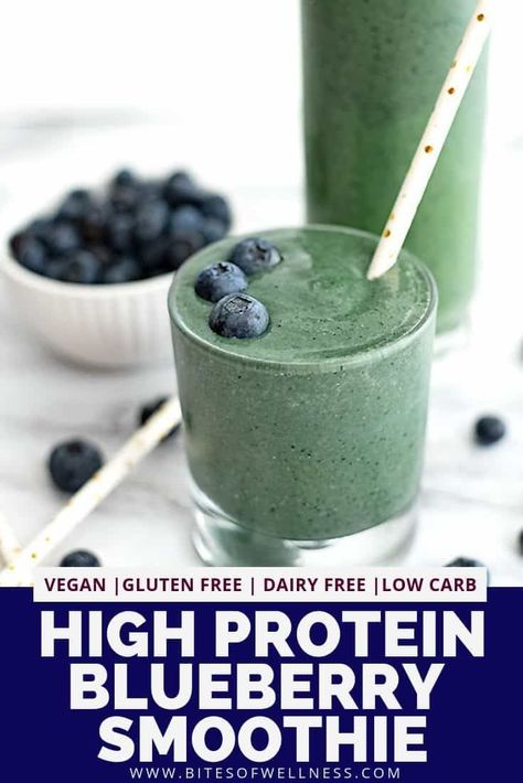 Easy Blueberry Smoothie, Blueberry Healthy, Smothie Recipes, Blueberry Spinach Smoothie, Paleo Smoothies, Protein Blueberry, Smoothie Without Banana, Gluten Free Smoothie, Healthy Smoothie Recipe