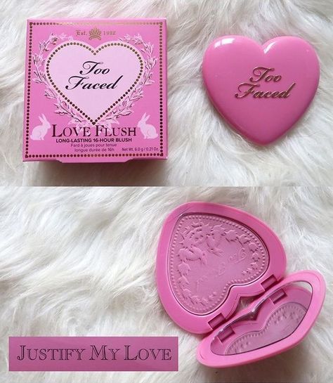 Too faced love flush blush Justify my love Love Flush Blush, Too Faced Love Flush, Heart Blush, Pink Cosmetics, Birthday Wishlist, Dream Body, Too Faced, I Got This, Body Wash