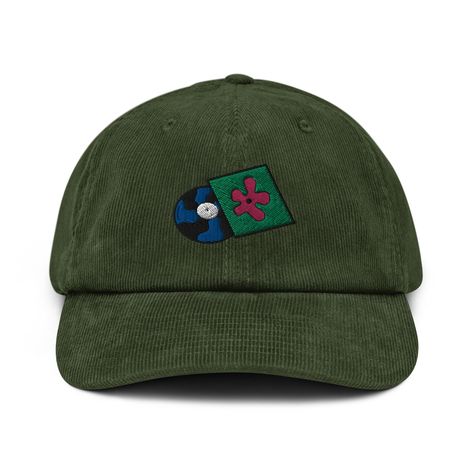 Surfer Hat, Embroidered Corduroy, Corduroy Cap, Unique Logos, Corduroy Hat, Karaoke Party, Green Cap, Embroidered Baseball, Dad Cap