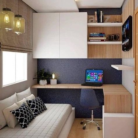 Tiny Bedroom Design, Small Apartment Bedrooms, Small Home Offices, Small Bedroom Designs, Small Room Design, Tiny Bedroom, Room Design Bedroom, Home Office Setup, Small Room Bedroom