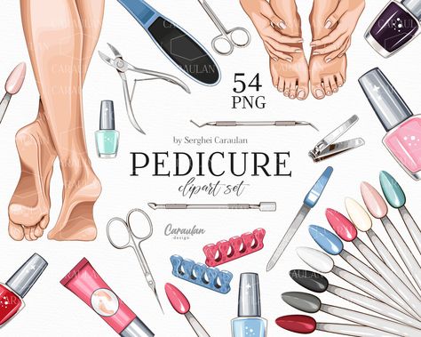 Pedicure Clipart, Nails Clipart, Nail Planner, Nail Tech Logo, Create Branding, Logo Nail, Planner Clipart, Pedicure Supplies, Tech Logo