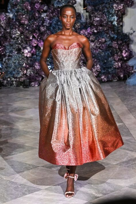 Blue And Gold Dress, Pink Tulle Dress, Ellie Saab, Tea Length Dress, Runway Model, Fantasy Theme, Christian Siriano, Tea Length Dresses, Tea Length