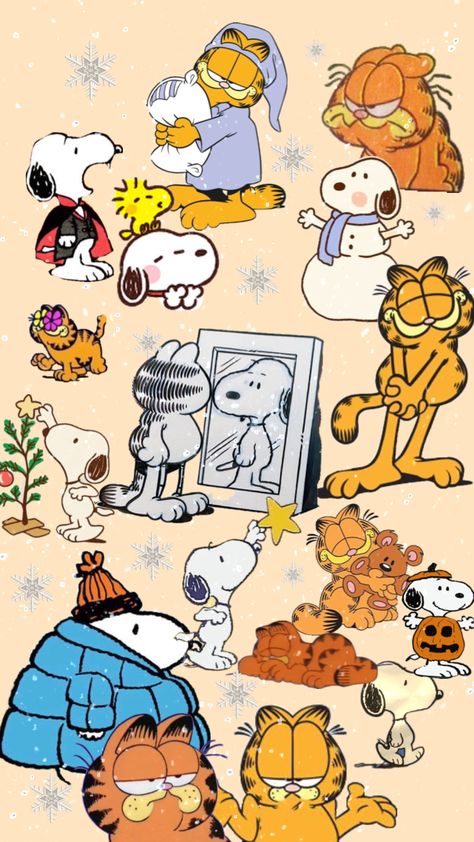 snoopy and garfield winter ❄️#snoopy #garfield #beauty #music #christmas #aesthetic #winter #hanukkah Winter Snoopy, Christmas Aesthetic Winter, Garfield Wallpaper, Snoopy Drawing, Garfield Images, Garfield Christmas, Garfield Cartoon, Garfield Cat, Music Christmas