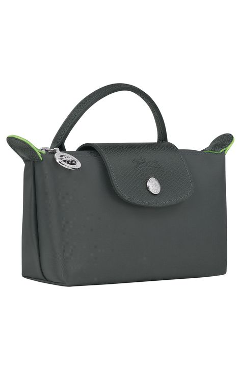 Textured leather trim adds a signature finishing touch to this durable nylon case that's perfectly proportioned for securing your cosmetics while on the go. Water-resistant lining Textile with leather trim Imported Longchamp Mini Bag, Longchamp Le Pliage Green, Longchamp Mini, Longchamp Bags, Mini Pouch, Recycled Canvas, Mini Pouches, Large Bag, Stylish Bag