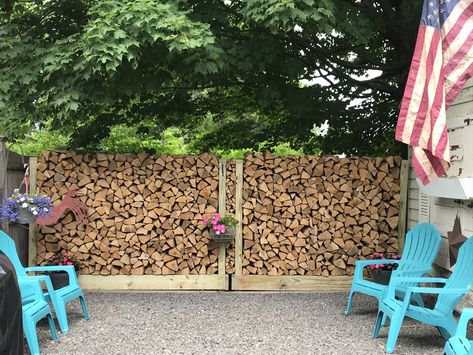 Firewood Wall Outdoor, Firewood Fence, Firewood Wall, New Modern House, Fire Wood, Firewood Storage, Wood Rack, Homeward Bound, Privacy Walls