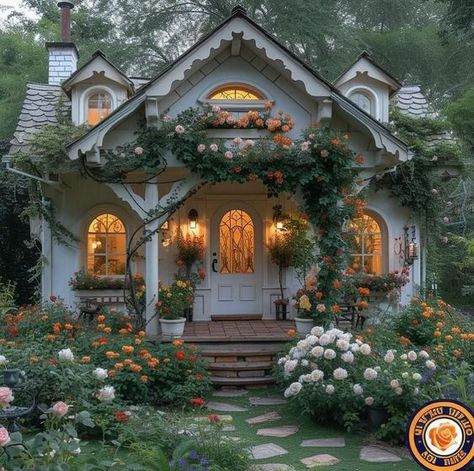 My Dream Home Cottage, English Cottage Home Exterior, Colorful Cottage Exterior, Character Flower House Vibe, Mystical Cottage, Cute Cottage House, Fairytale Home Decor, Fairy Cottage House, Abandoned Farmhouse