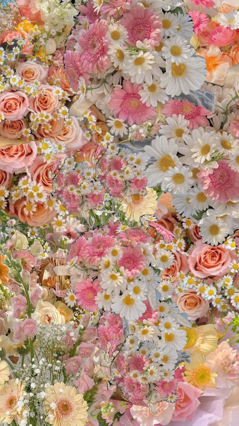 #myfirstshuffle Floral Phone Aesthetic, Flower Wallpaper Collage, Floral Mood Board, Retro Flower Wallpaper Iphone, Wild Flower Phone Wallpaper, Floral Collage Wallpaper, Summer Wallpaper Phone, Pink Wallpaper Girly, Floral Aesthetic