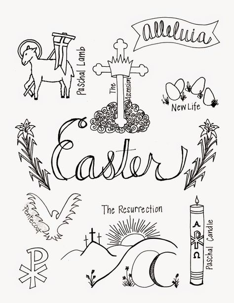 What Easter Looks Like | Coloring page with symbols of Easter | Look to Him and be Radiant: Easter Looks, Easter Art Project, Catholic Lent, Easter Symbols, Paschal Candle, Catholic Symbols, Liturgical Seasons, Easter Coloring, Easter Printables Free