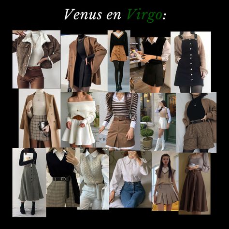 Virgo In Venus Aesthetic, Virgo Venus Outfits Aesthetic, Virgo Venus Aesthetic Style, Venus In Virgo Style Aesthetic, Virgo Outfit Ideas, Virgo Dressing Style, Saggitarius Venus Style, Venus In Virgo Aesthetic Outfit, Venus Libra Aesthetic Outfit