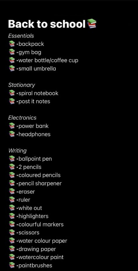 Middle school or High school back to school list First Day Of School 6th Grade, School 7th Grade, High School Back To School, Back To School List, Small Umbrella, School List, Back To School Essentials, 7th Grade, School Essentials