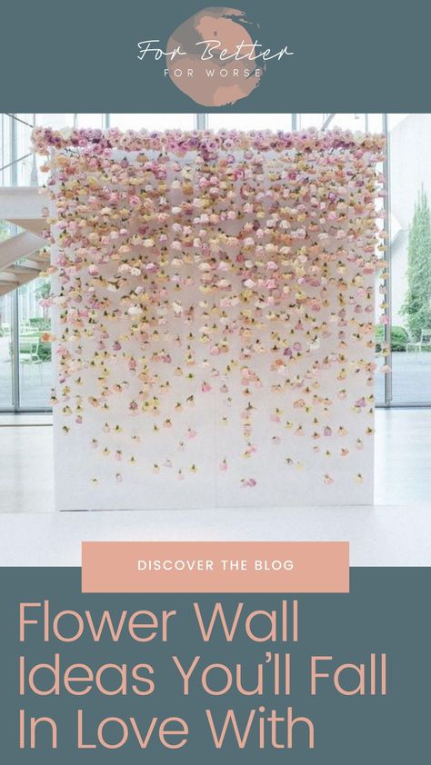 Flower Wall Ideas You'll Fall In Love With by For Better For Worse | Wedding Venues - Wedding Suppliers - Wedding Offers & Ideas - All you need to plan your day, wedding florals, wedding flowers, bridal florals, wedding floral installation, wedding floral wall, wedding floral backdrop, planning a wedding, wedding flower ideas, wedding planning tips Inside Wedding Backdrop Ideas, Diy Photo Backdrop Wedding Floral Wall, Floral Backdrops For Weddings, Floral Bridal Backdrop, Floral Wall For Wedding, Floral Walls, Hanging Floral Backdrop, Floral Wall Installation, Flower Installation Art