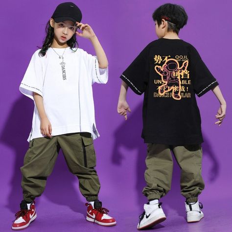 Hip Hop Kids Outfits, Hiphop Dance Outfit Dancers, Hiphop Dance Outfit, Graphic Tee Oversized, Hip Hop Wear, Hip Hop Dance Outfits, Jazz Dance Costume, Hip Hop Kids, Dance Uniforms