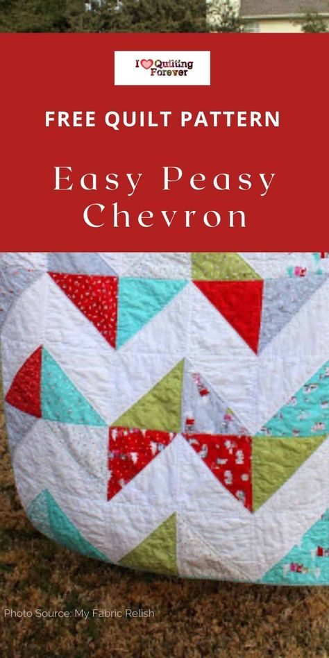 Chevron Quilt Pattern Free, Chevron Quilt Tutorials, Quilt Pattern Easy, Chevron Quilt Pattern, Arrow Quilt, Free Quilt Tutorials, Herringbone Quilt, Lap Quilt Patterns, Charm Pack Quilts