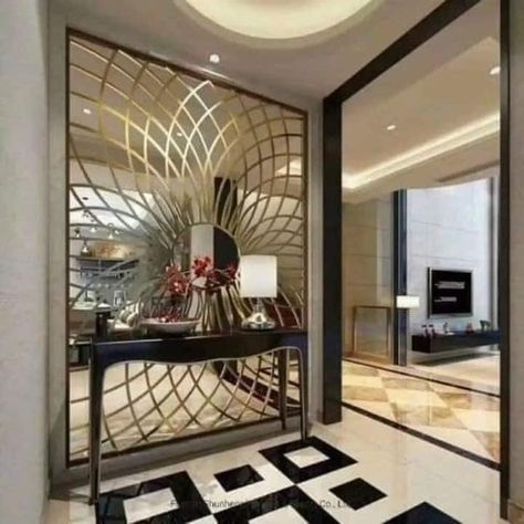 Wall Partition Design, Metal Room Divider, Foyer Design, Living Room Partition, Living Room Partition Design, Room Partition Designs, Partition Design, Room Partition, Home Entrance Decor